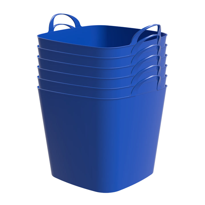 Life Story 26 Qt Flexi Tub, Versatile Storage Tote, Home Organizer, Blue, 6 Pack