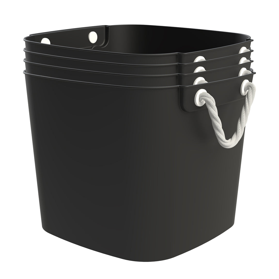 Life Story 42 Qt Flexi Tub, Versatile Storage Tote, Home Organizer, Black 4 Pack