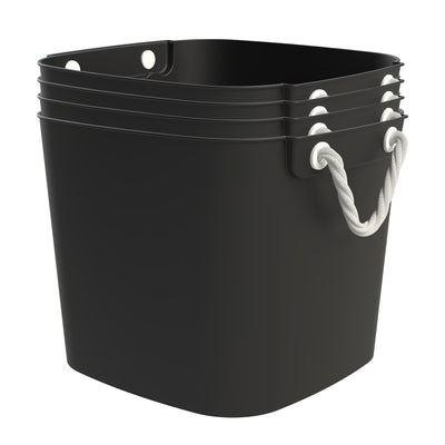 Life Story 42 Qt Flexi Tub, Versatile Storage Tote, Home Organizer, Black 4 Pack - VMInnovations