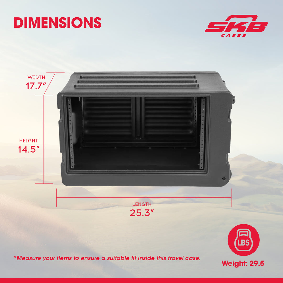 SKB 6U rSeries Shallow Rolling Rack with Integrated Back Wheels (Open Box)