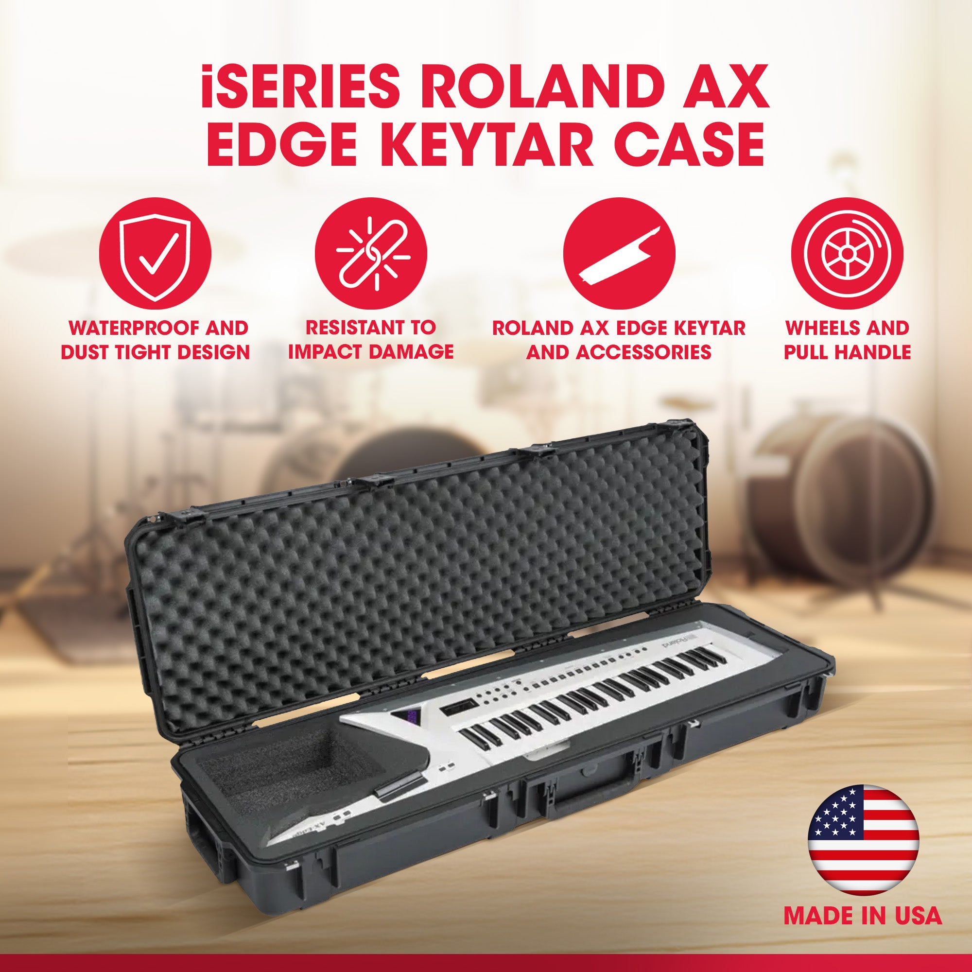 SKB iSeries Roland AX Edge Keytar Hard Case with Plush Interior (Open Box) - VMInnovations
