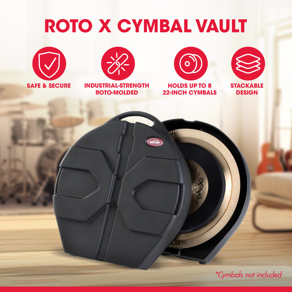 SKB 22 Inch X Cymbal Vault, Roto Hard Case w/ Handle, Storage Pocket & Dividers - VMInnovations