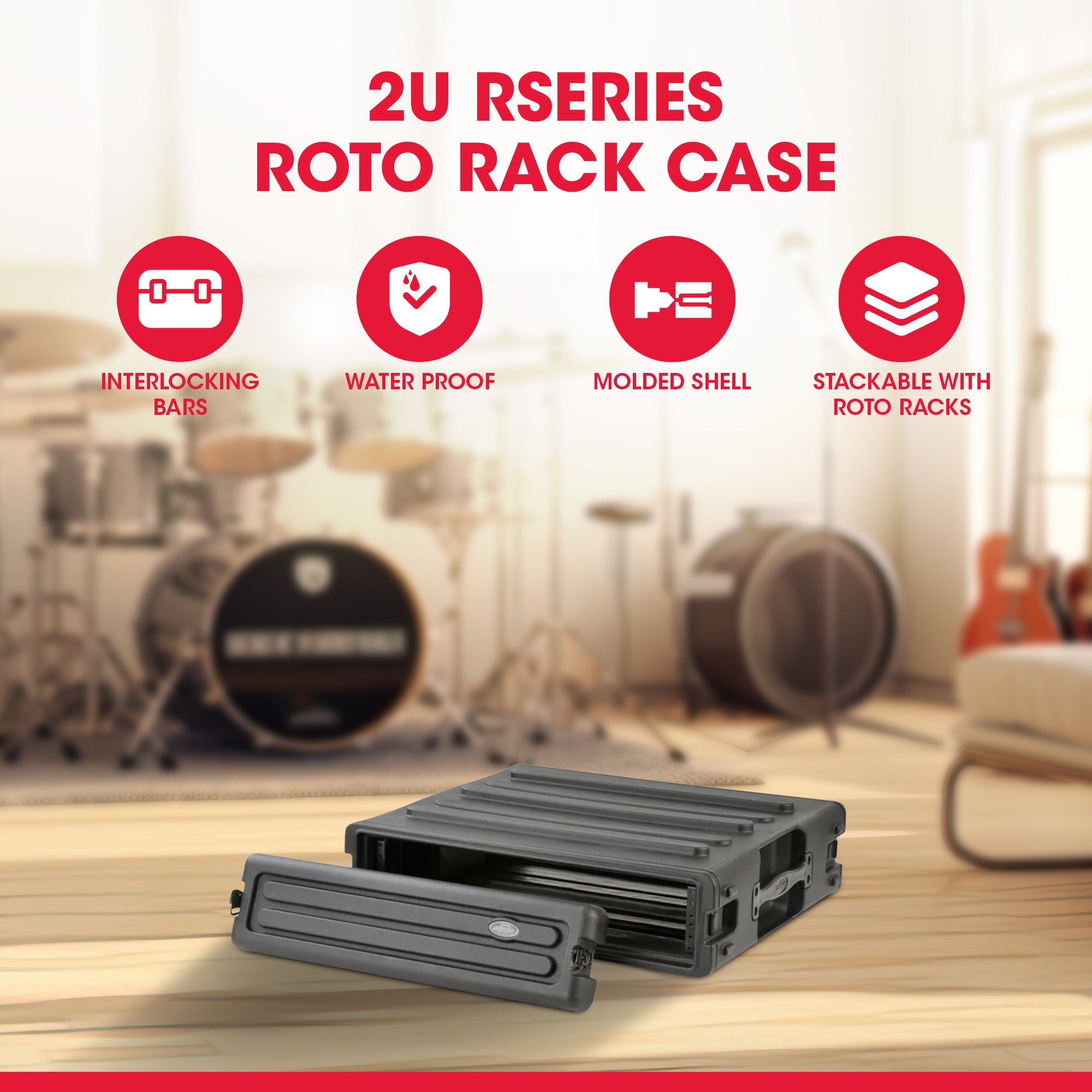 SKB 2U Roto Rack Case Polyethylene Gear Protector, Stackable, Waterproof, Black - VMInnovations