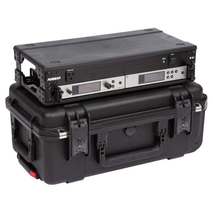 SKB iSeries 2U Shallow Fly Rack, Waterproof Polypropylene Hard Case, 9 Inch