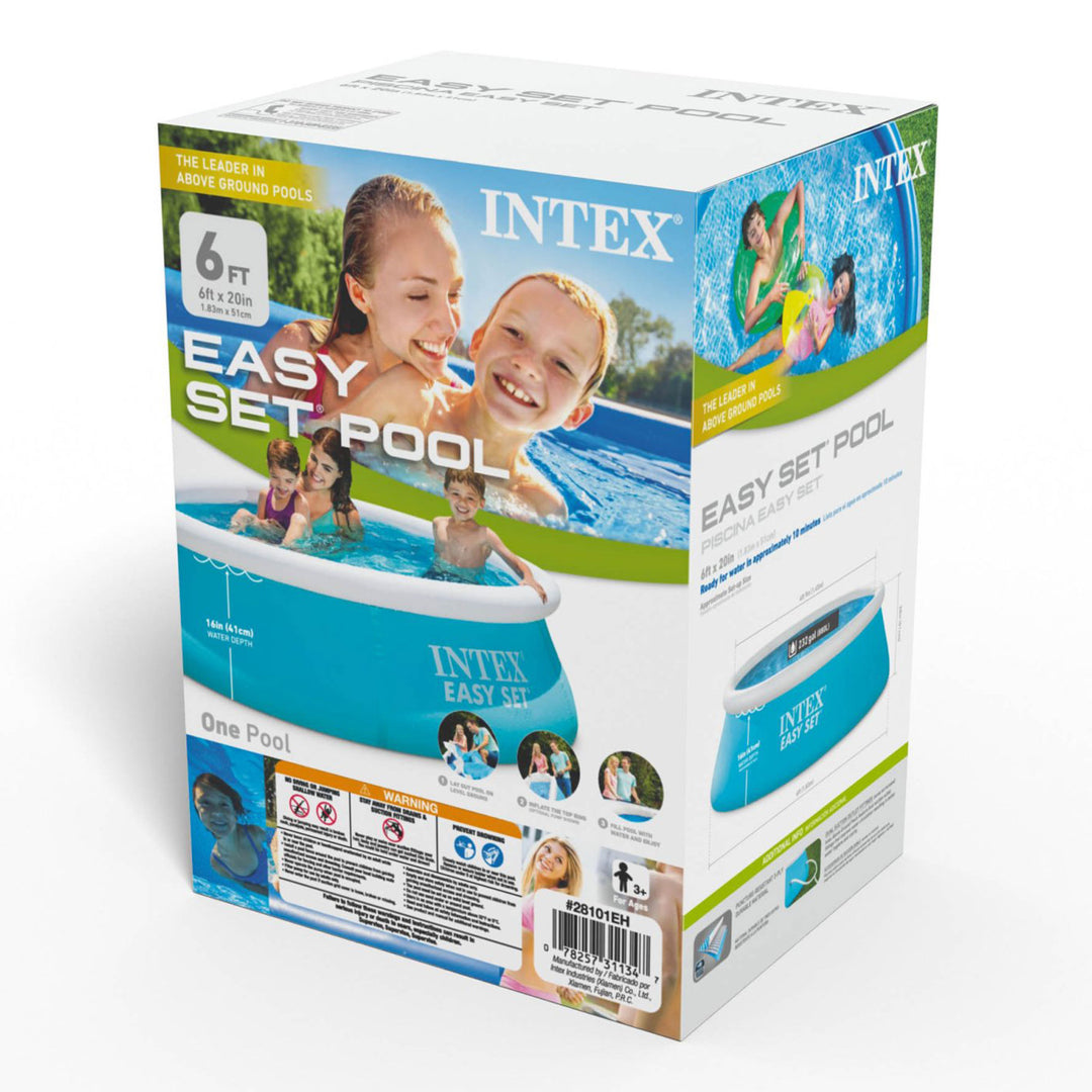 Intex 6ft x 20in Easy Set Inflatable Above Ground Swimming Pool, Blue (2 Pack) - VMInnovations