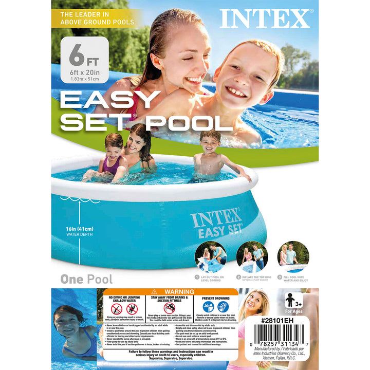 Intex 6ft x 20in Easy Set Inflatable Above Ground Swimming Pool, Blue (2 Pack) - VMInnovations