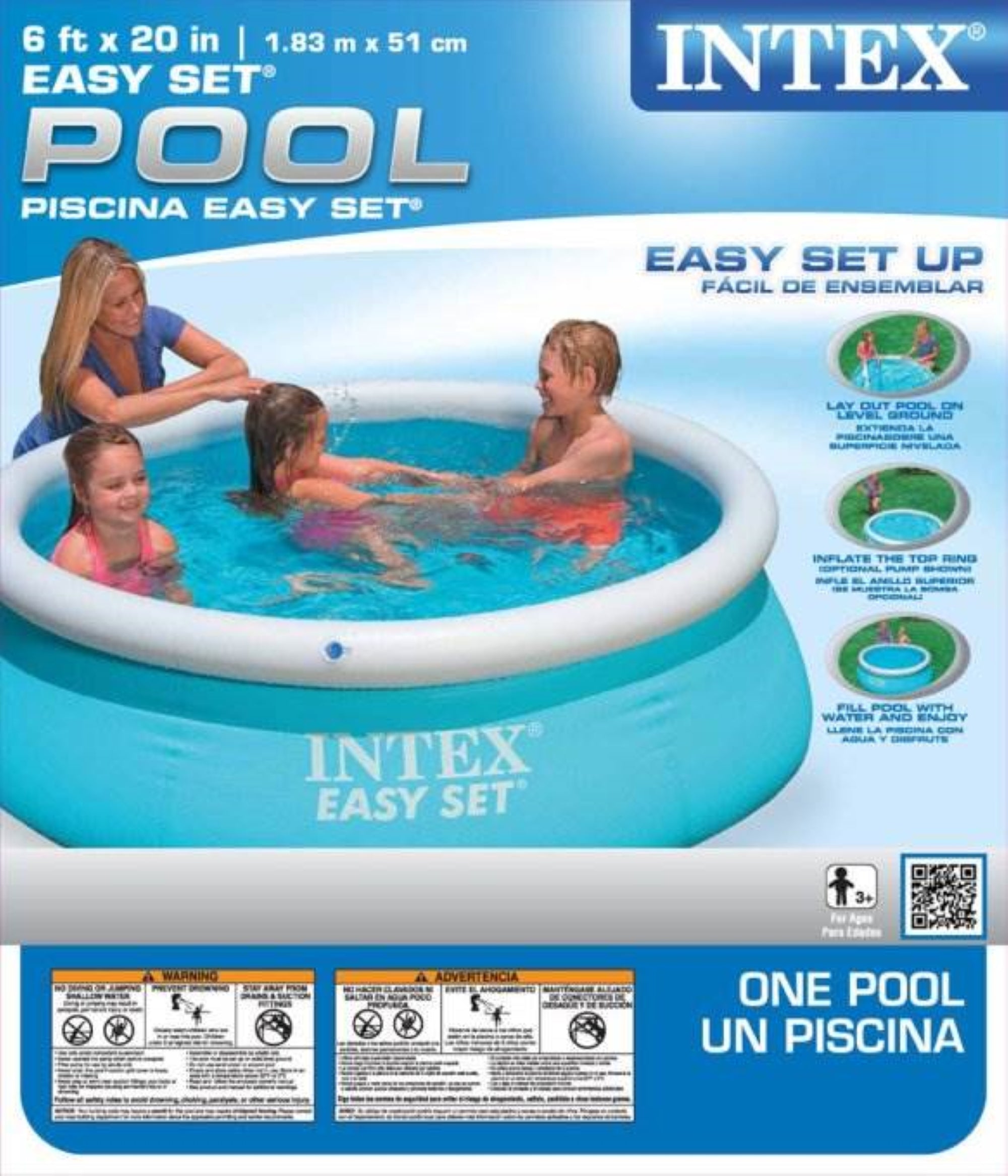 Intex 6ft x 20in Easy Set Inflatable Outdoor KidsSwimming Pool & Chlorine Tabs - VMInnovations