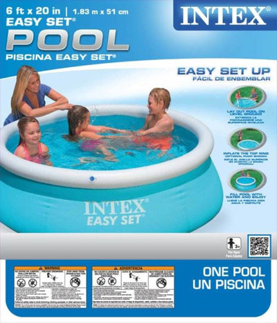 Intex 6ft x 20in Easy Set Inflatable Outdoor KidsSwimming Pool & Chlorine Tabs - VMInnovations