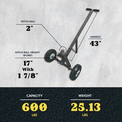 Tow Tuff Dual-Pull Trailer Dolly Cart with 12 Inch Flat-Free Tires (Open Box) - VMInnovations