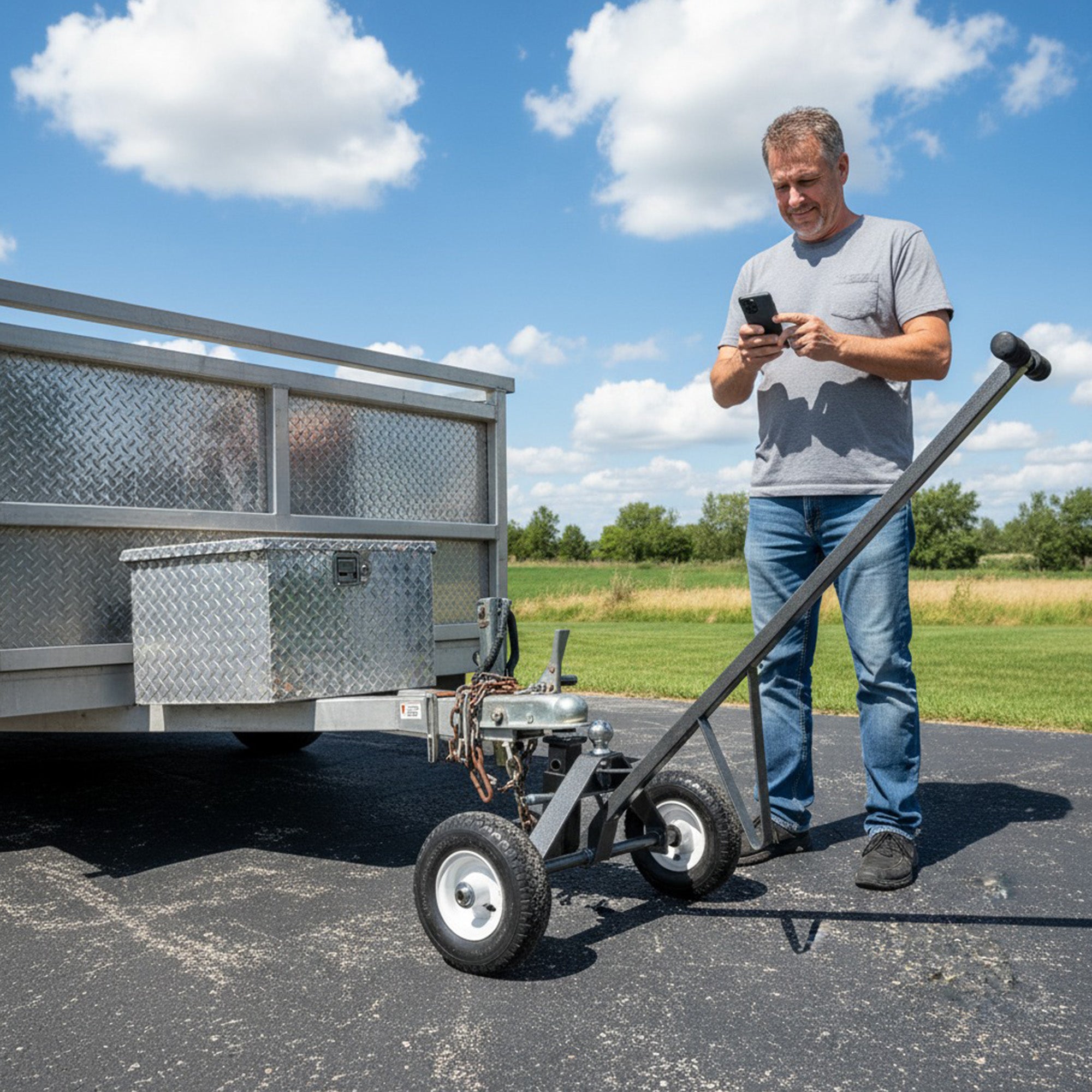 Tow Tuff Dual-Pull Trailer Dolly Cart with 12 Inch Flat-Free Tires (Open Box) - VMInnovations