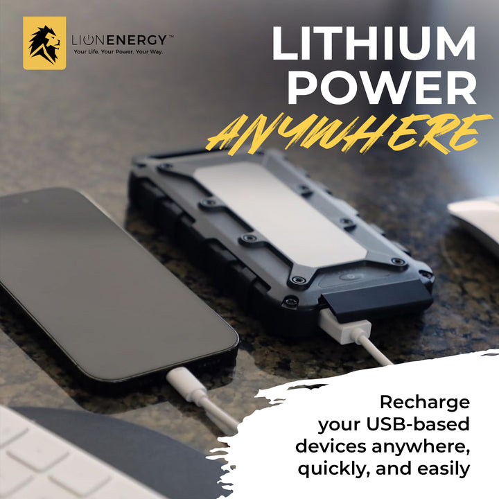 Lion Energy Lion Cub Portable Power Bank with Built-In 50 Lumens Floodlight