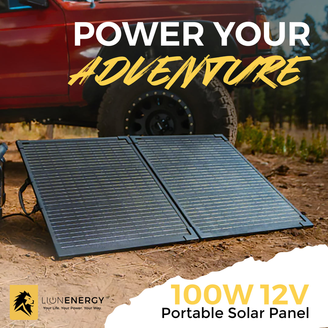 Lion Energy 100 Watt 12V Portable Solar Panel for RV, Outdoor Camping and Travel