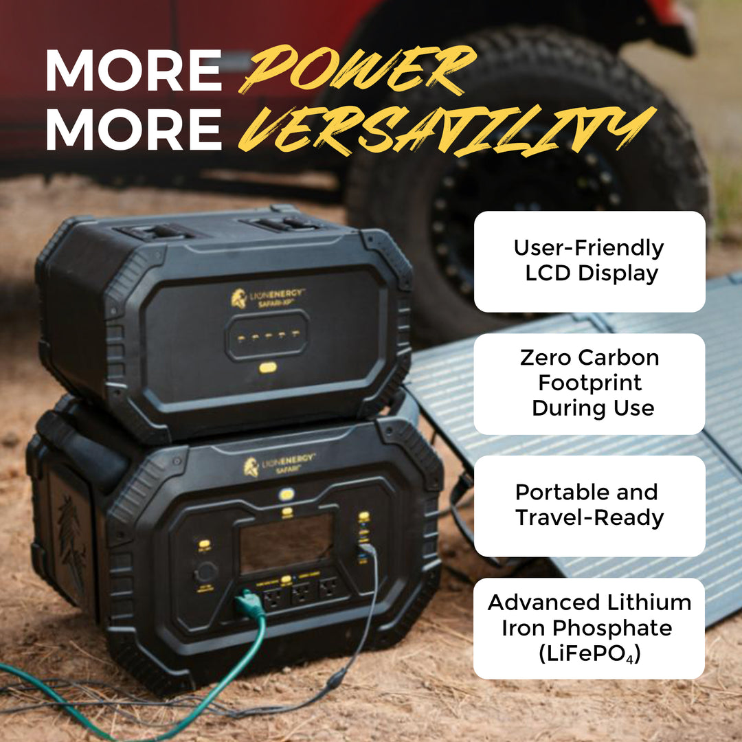 Lion Energy Safari Solar Power Generator, Multiple Outputs, 3,000 Watts, Black