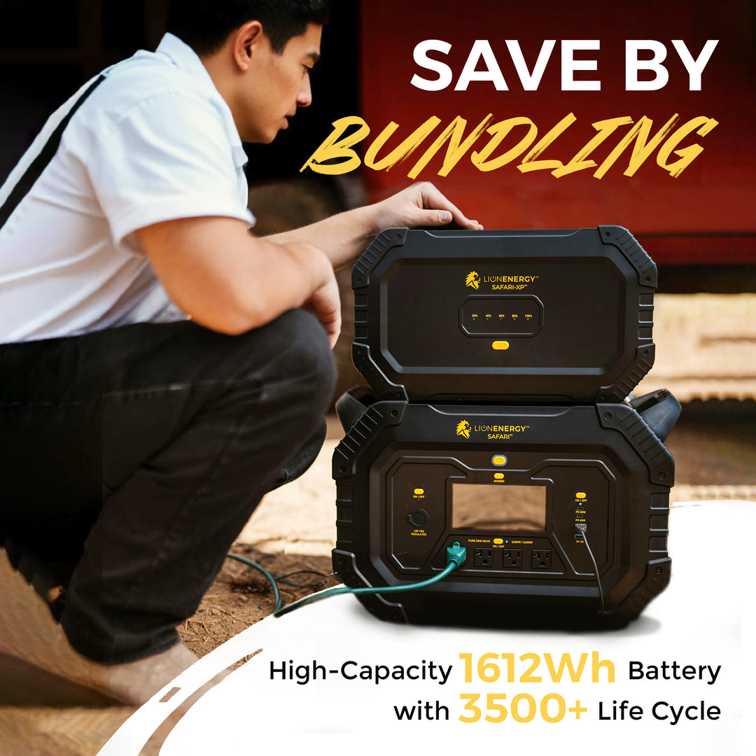 Lion Energy Safari Solar Power Generator, Multiple Outputs, 3,000 Watts, Black