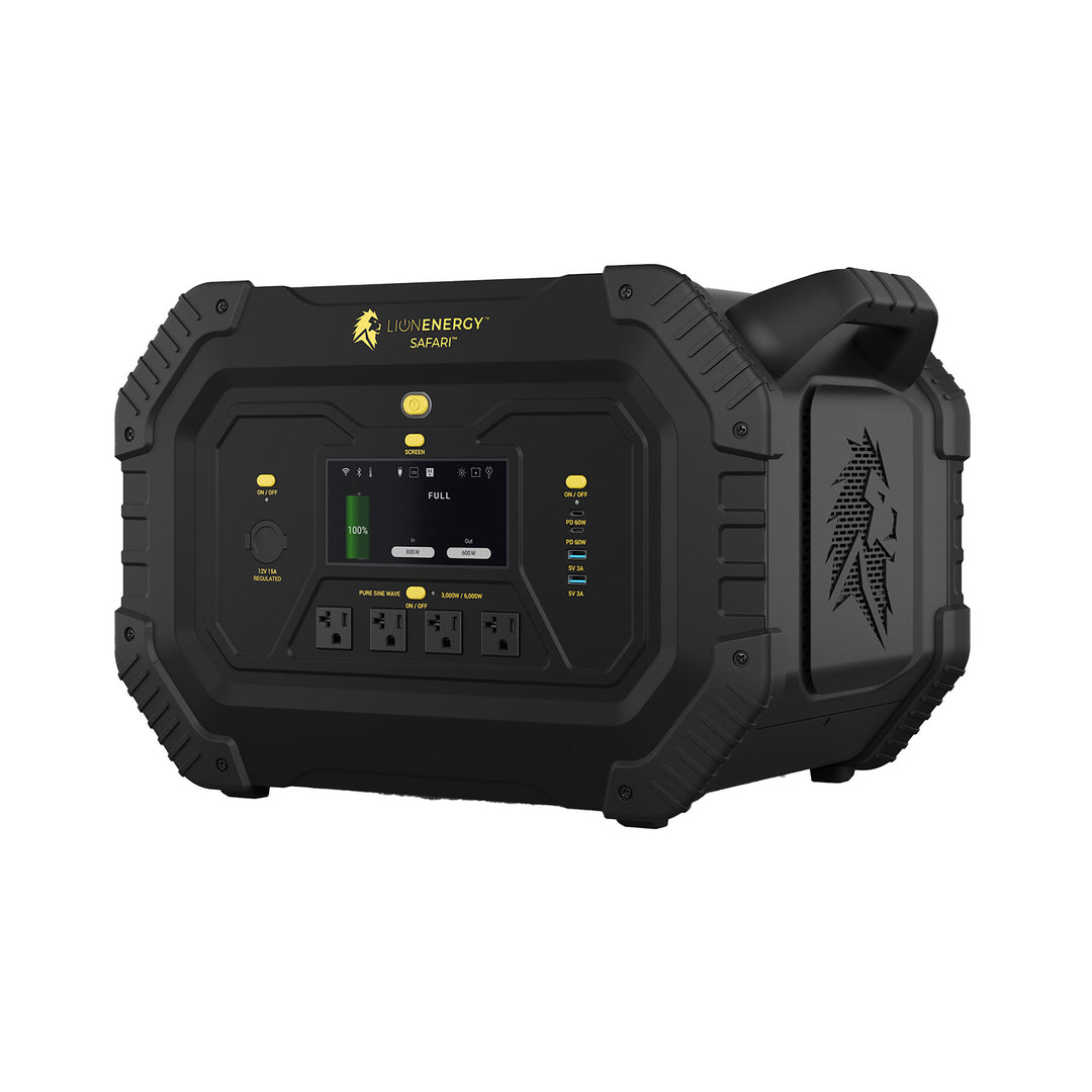 Lion Energy Solar Power Generator, Multiple Outputs, 3,000 Watts (Open Box)