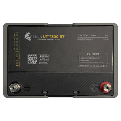 Lion Energy Lithium Rechargeable Deep Cycle Battery, Bluetooth, UT1300 BT, Black