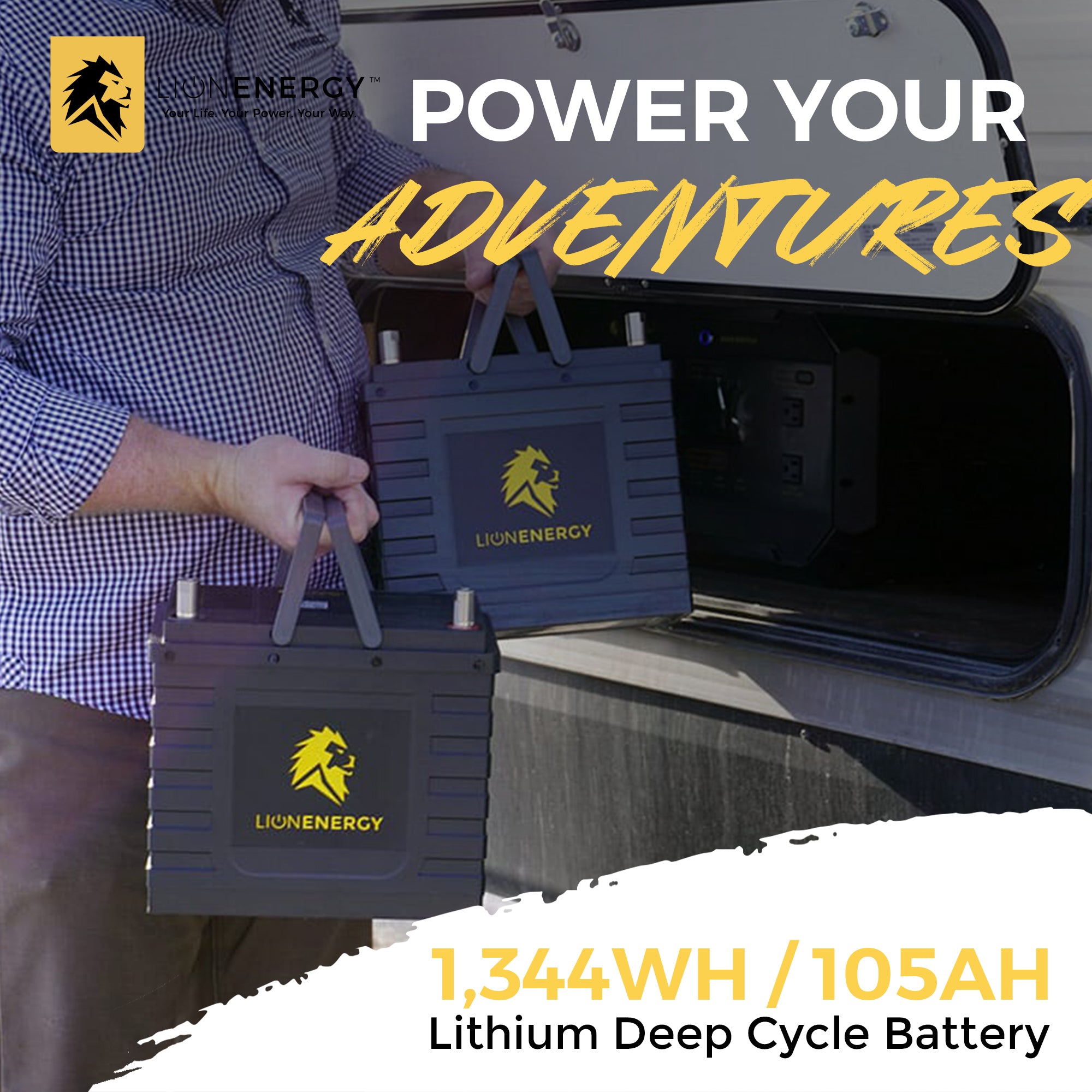 Lion Energy Lithium Rechargeable Deep Cycle Battery, Bluetooth, UT1300 BT, Black