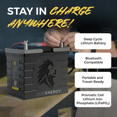 Lion Energy Lithium Rechargeable Deep Cycle Battery, Bluetooth, UT1300 BT, Black