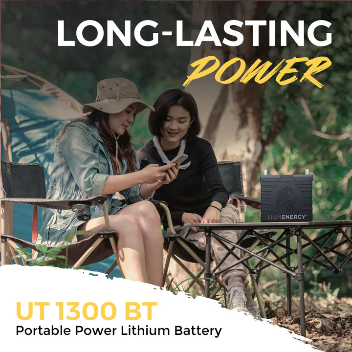 Lion Energy Lithium Rechargeable Deep Cycle Battery, Bluetooth, UT1300 BT, Black