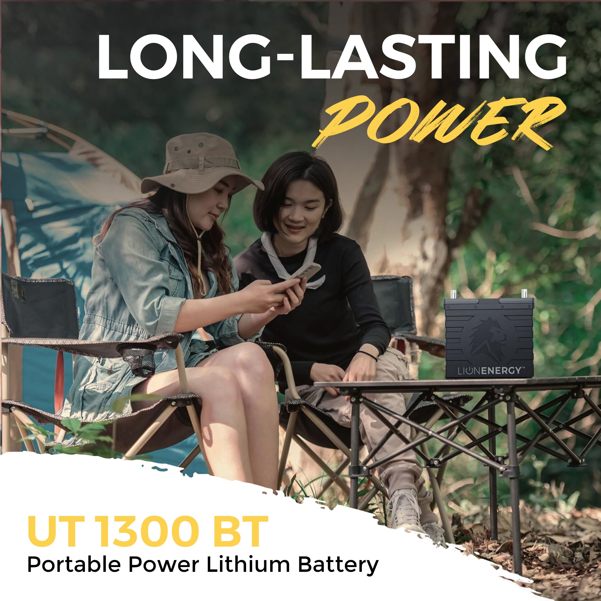 Lion Energy Lithium Rechargeable Deep Cycle Battery, Bluetooth, UT1300 BT, Black