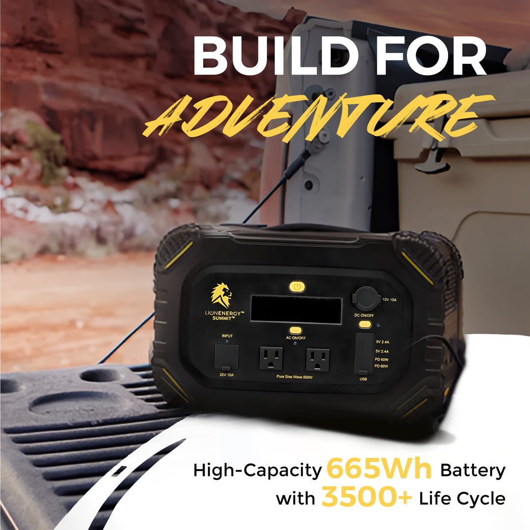 Lion Energy Summit Portable Solar Generator Power Station, 665 Wh, 530W Inverter