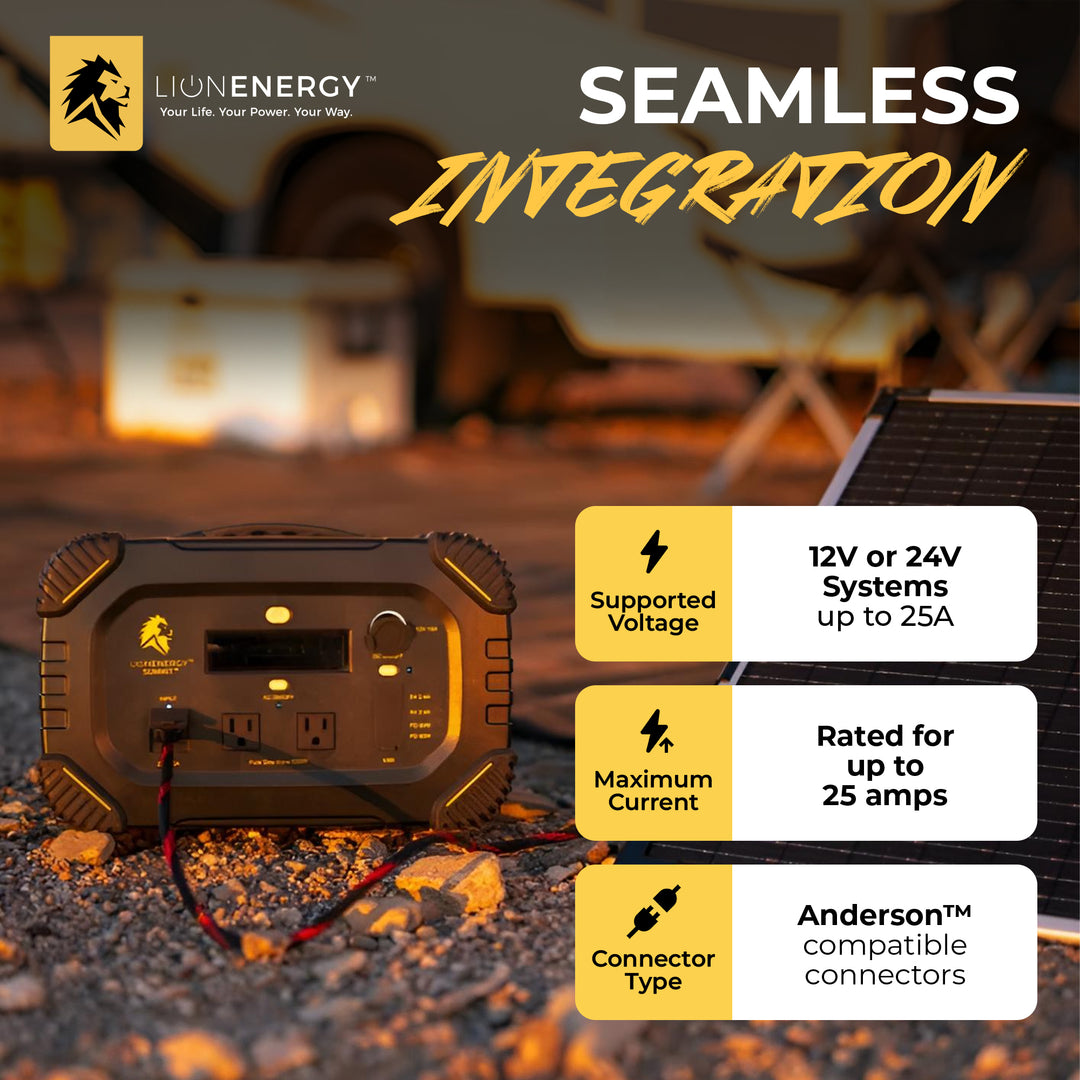 Lion Energy 25' Extension Cable for Solar Panel & Portable Generator (Open Box)