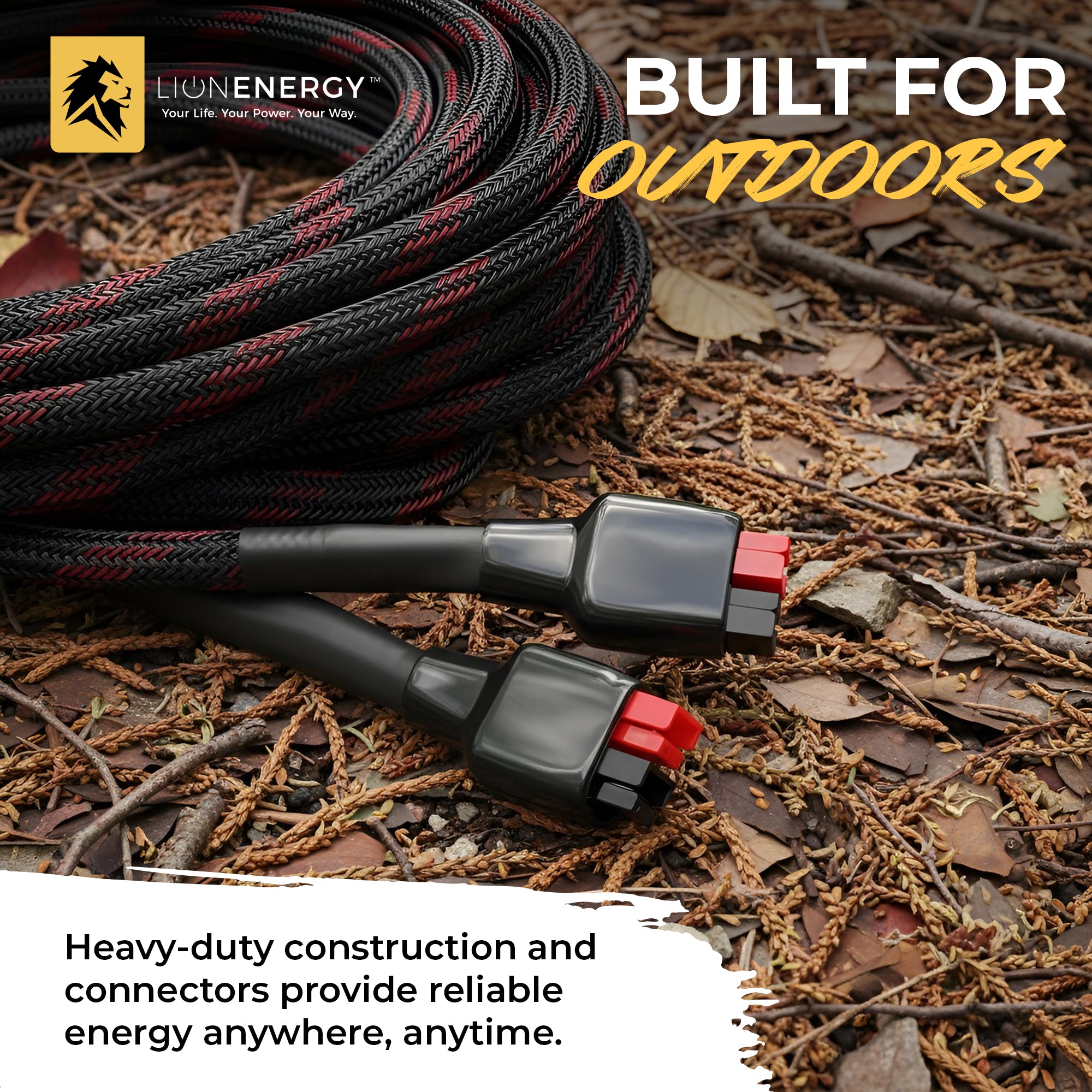 Lion Energy 25' Extension Cable for Solar Panel & Portable Generator (Open Box) - VMInnovations