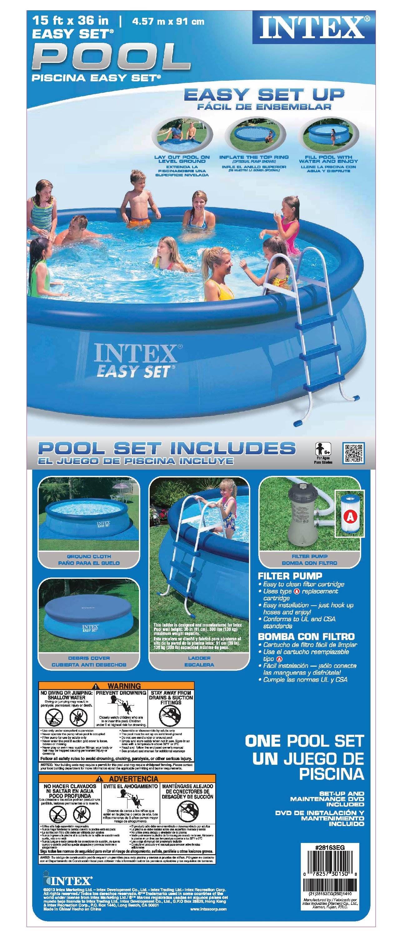 Intex 15' x 36" Easy Set Swimming Pool Kit - Missing Pump