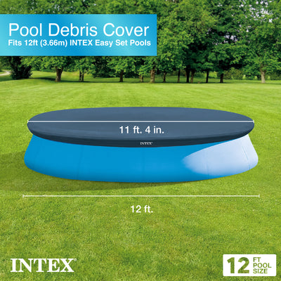 Intex 28022E 11.3 Foot Easy Set Swimming Pool Debris Cover Tarp, Blue