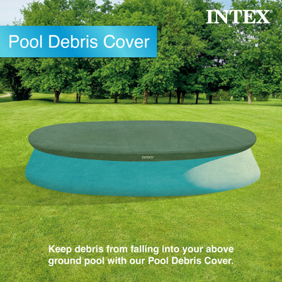 Intex 28022E 11.3 Foot Easy Set Swimming Pool Debris Cover Tarp, Blue - VMInnovations