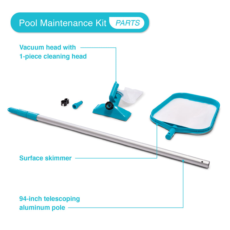 Intex 28002E Maintenance Pool Kit Vacuum Skimmer & Pole (Pool Sold Separately)