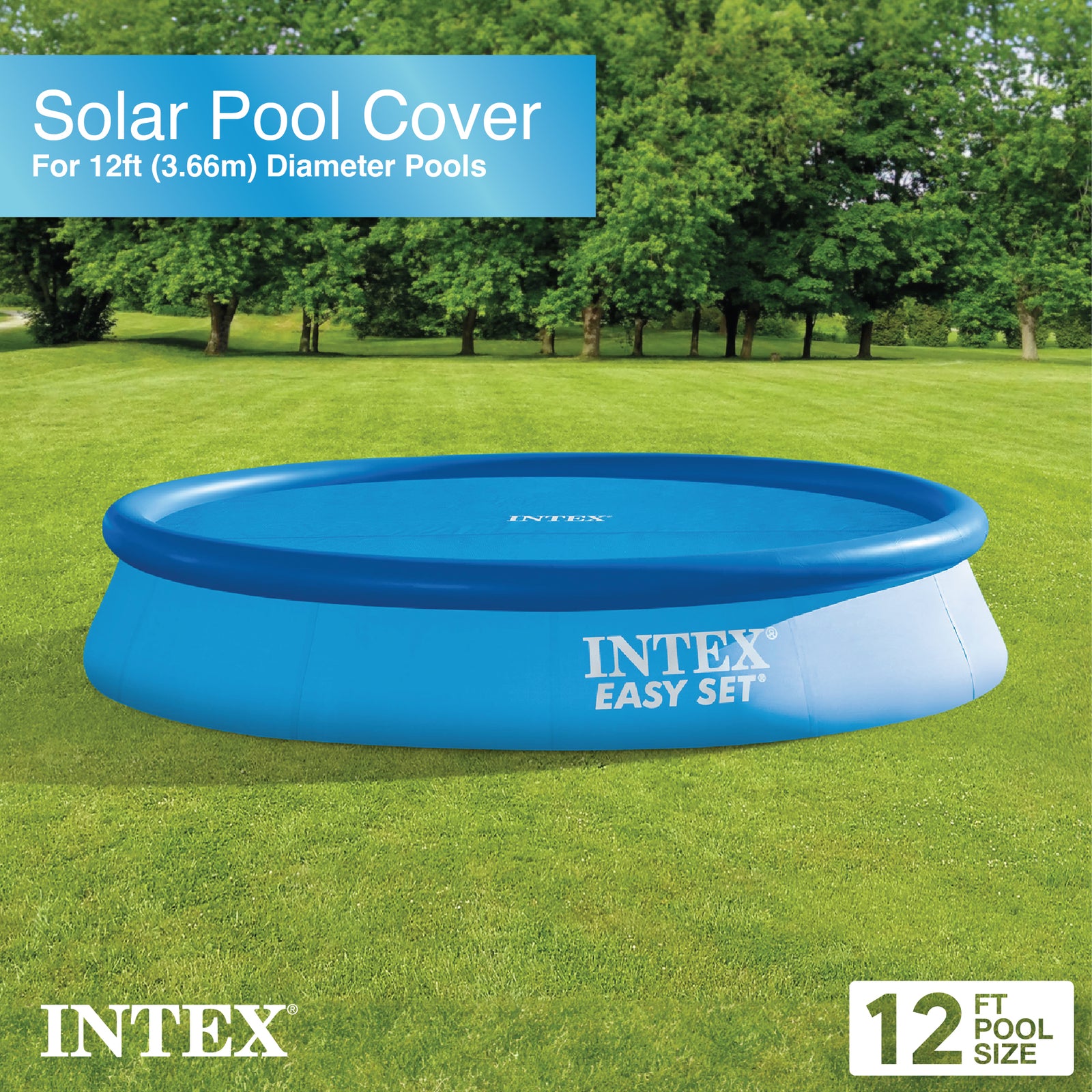 Intex 12-Foot Easy Set and Metal Frame Swimming Pool Solar Cover Tarp (Used) - VMInnovations