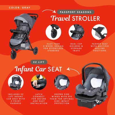 Baby Trend Passport Seasons Travel Stroller w/EZ-Lift Infant Car Seat,(Open Box)