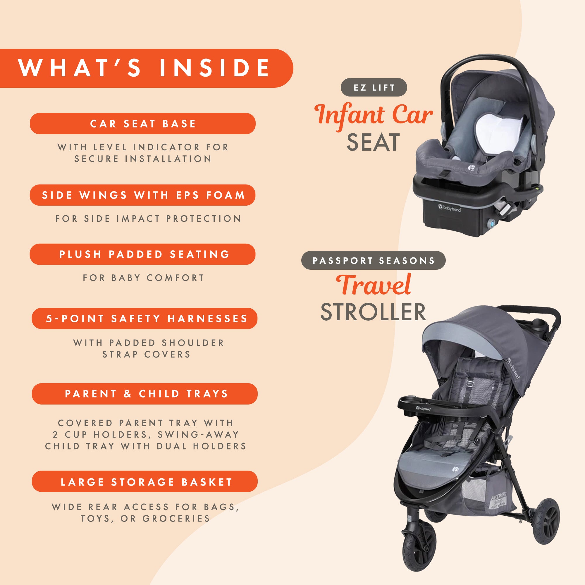 Baby Trend Passport Seasons Travel Stroller w/EZ-Lift Infant Car Seat,(Open Box)