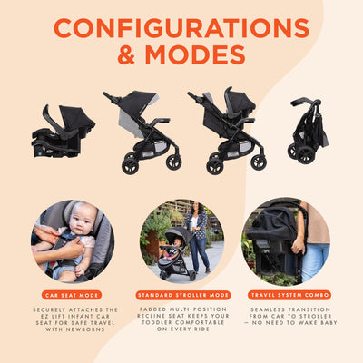 Baby Trend Passport Seasons Travel Stroller with EZ-Lift Infant Car Seat, Gray - VMInnovations