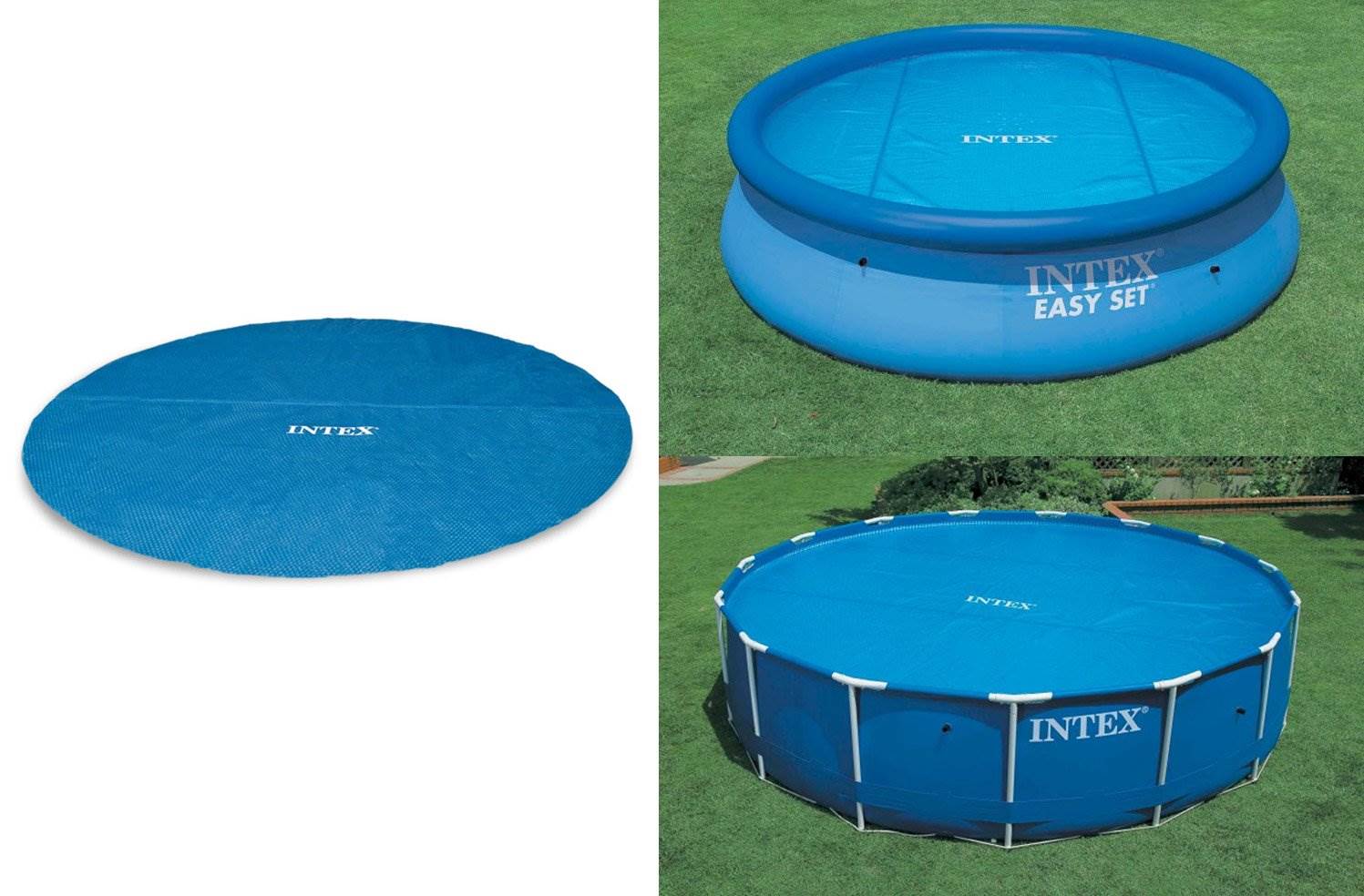 Intex 12 Ft x 30 In Steel Frame Pool with Intex 12' Easy Set Pool Solar Cover