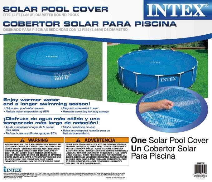 Intex 12 Ft x 30 In Steel Frame Pool with Intex 12' Easy Set Pool Solar Cover