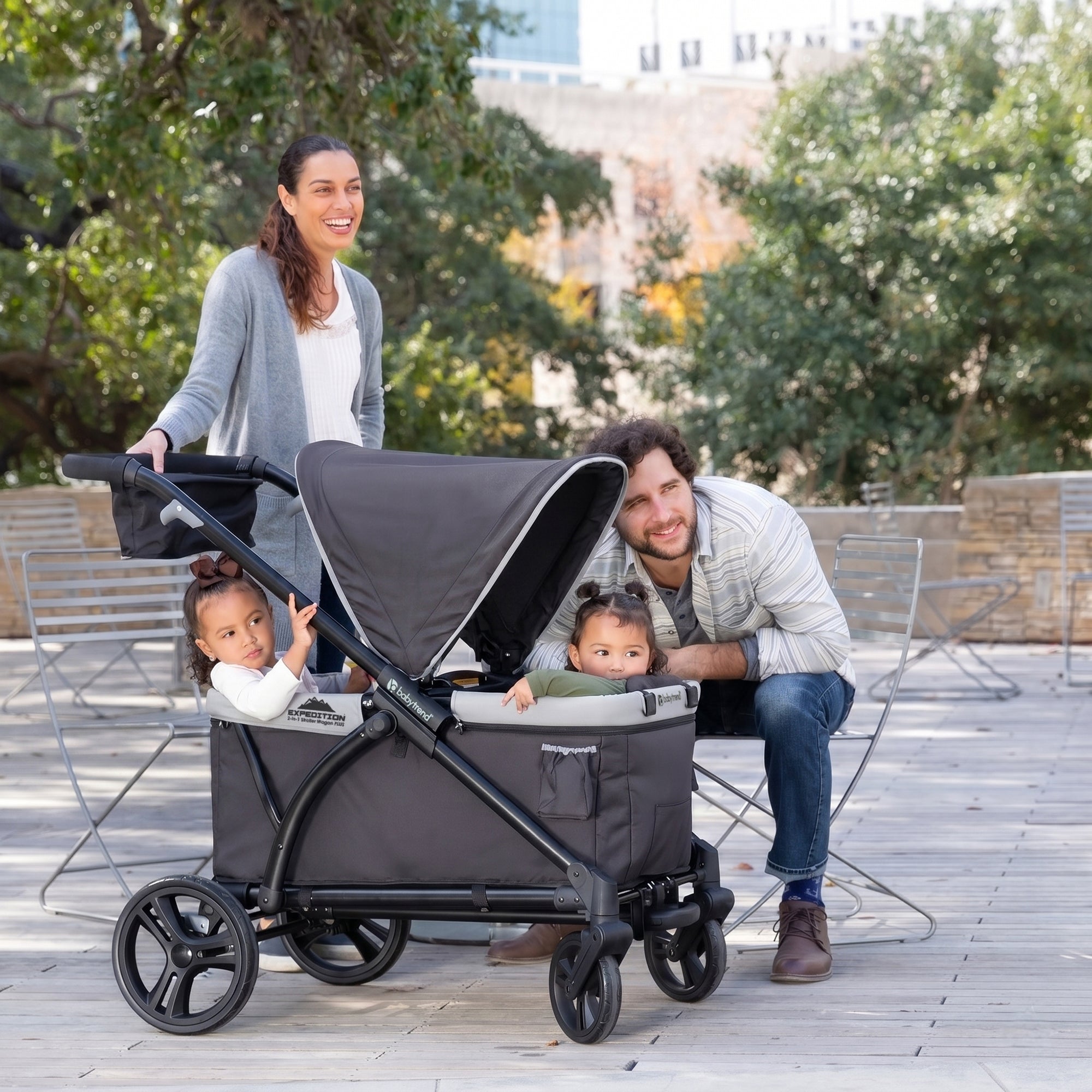 Baby Trend Expedition 2in1 Push/Pull Stroller Wagon w/ Canopy, Liberty Midnight (For Parts)