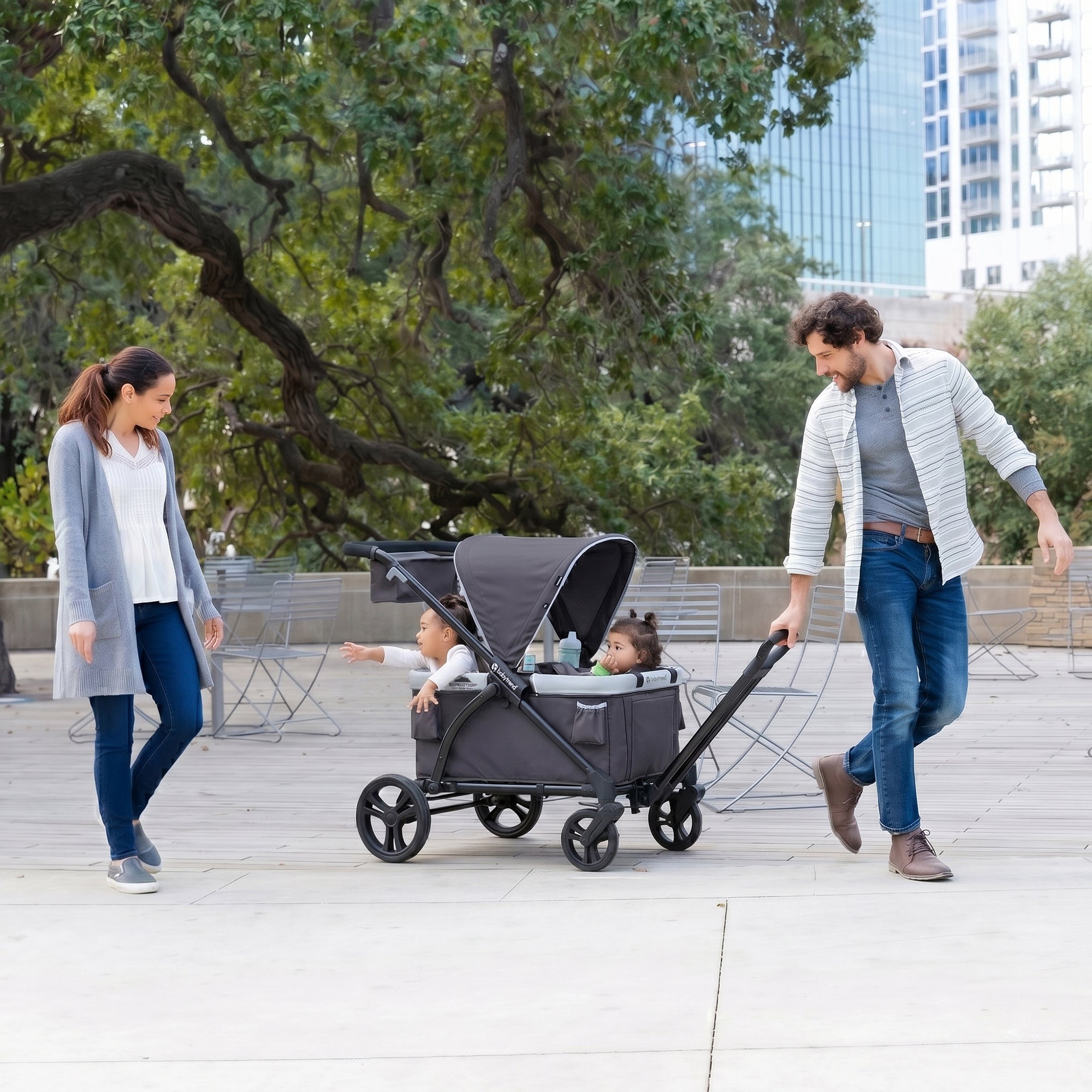 Baby Trend Expedition 2in1 Push/Pull Stroller Wagon w/ Canopy, Liberty Midnight (For Parts)