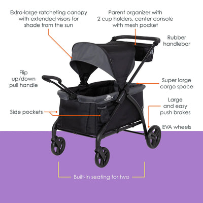 Baby Trend Expedition 2 in 1 Push or Pull Stroller Wagon w/ Canopy, (Open Box)