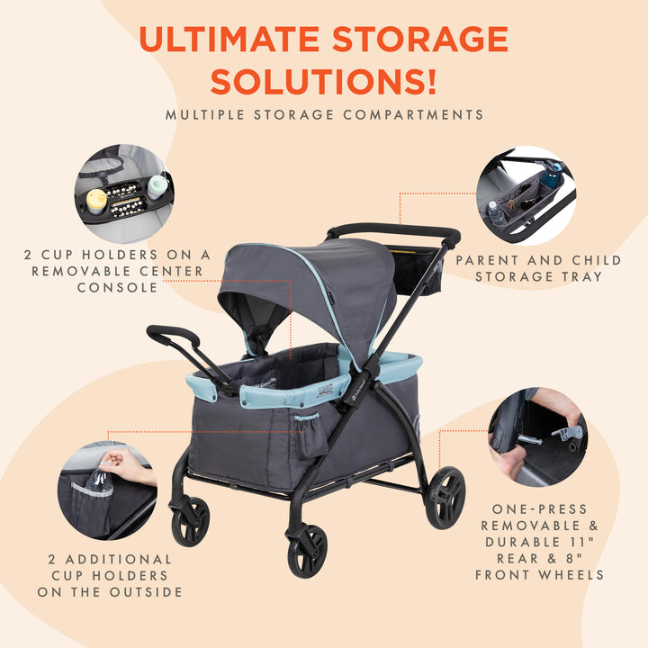 Baby Trend Expedition 2 in 1 Push or Pull Stroller Wagon w/ Canopy, (Open Box) - VMInnovations