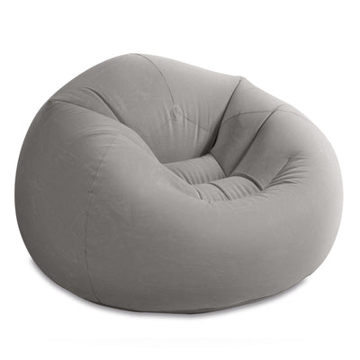 Intex Inflatable Lounge Beanless Lounger Bag Chair - Grey | 68579EP (Open Box)