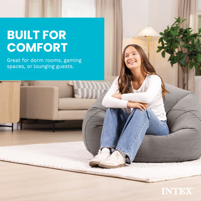 Intex Inflatable Lounge Beanless Lounger Bag Chair - Grey | 68579EP (Open Box)