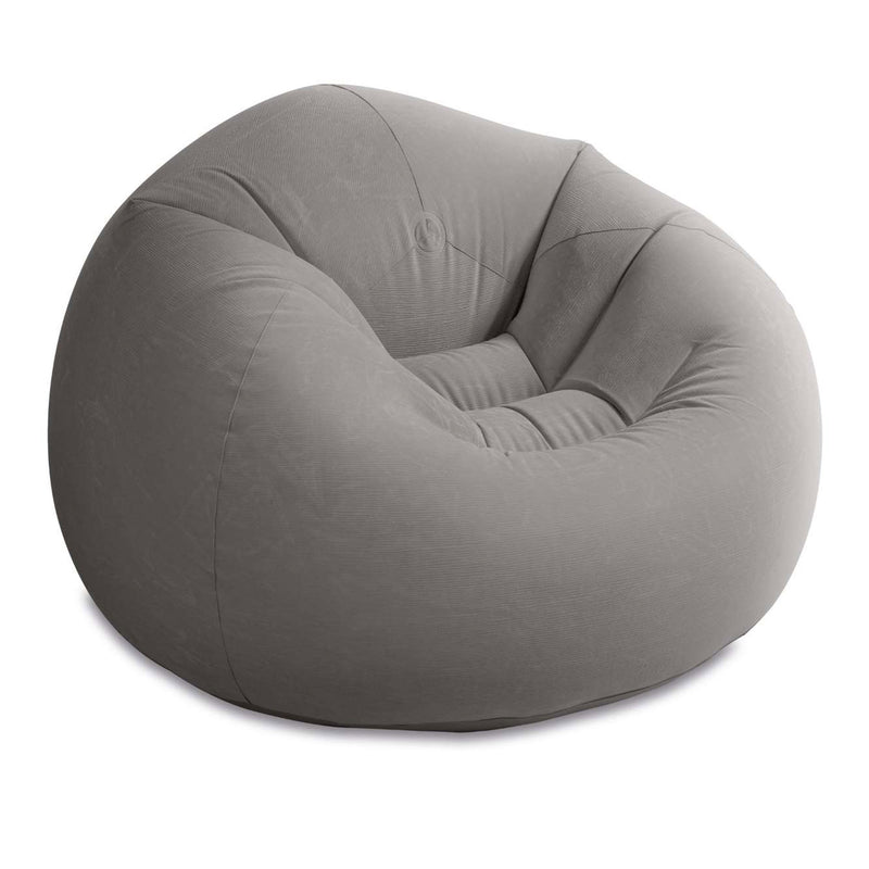 Intex Inflatable Contoured Corduroy Beanless Bag Lounge Chair, Gray (5 Pack)