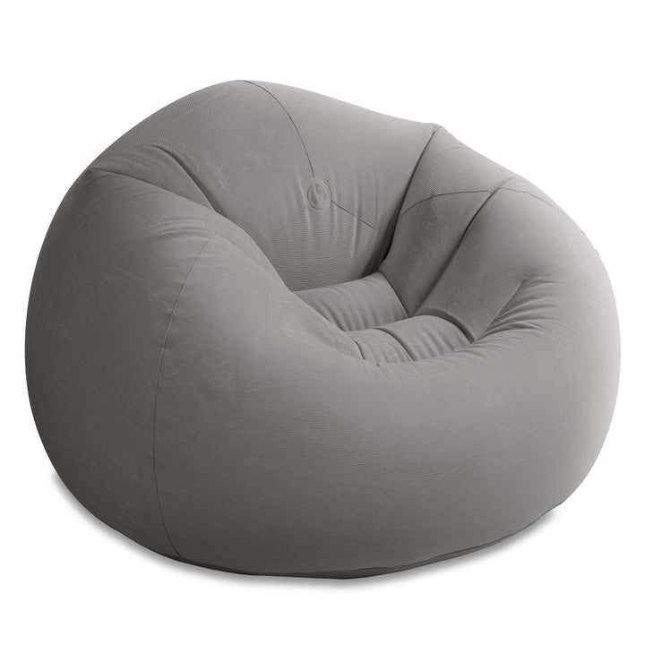 Intex Inflatable Beanless Bag Chair, Portable Blowup Lounge Seating, 6 Pack Gray