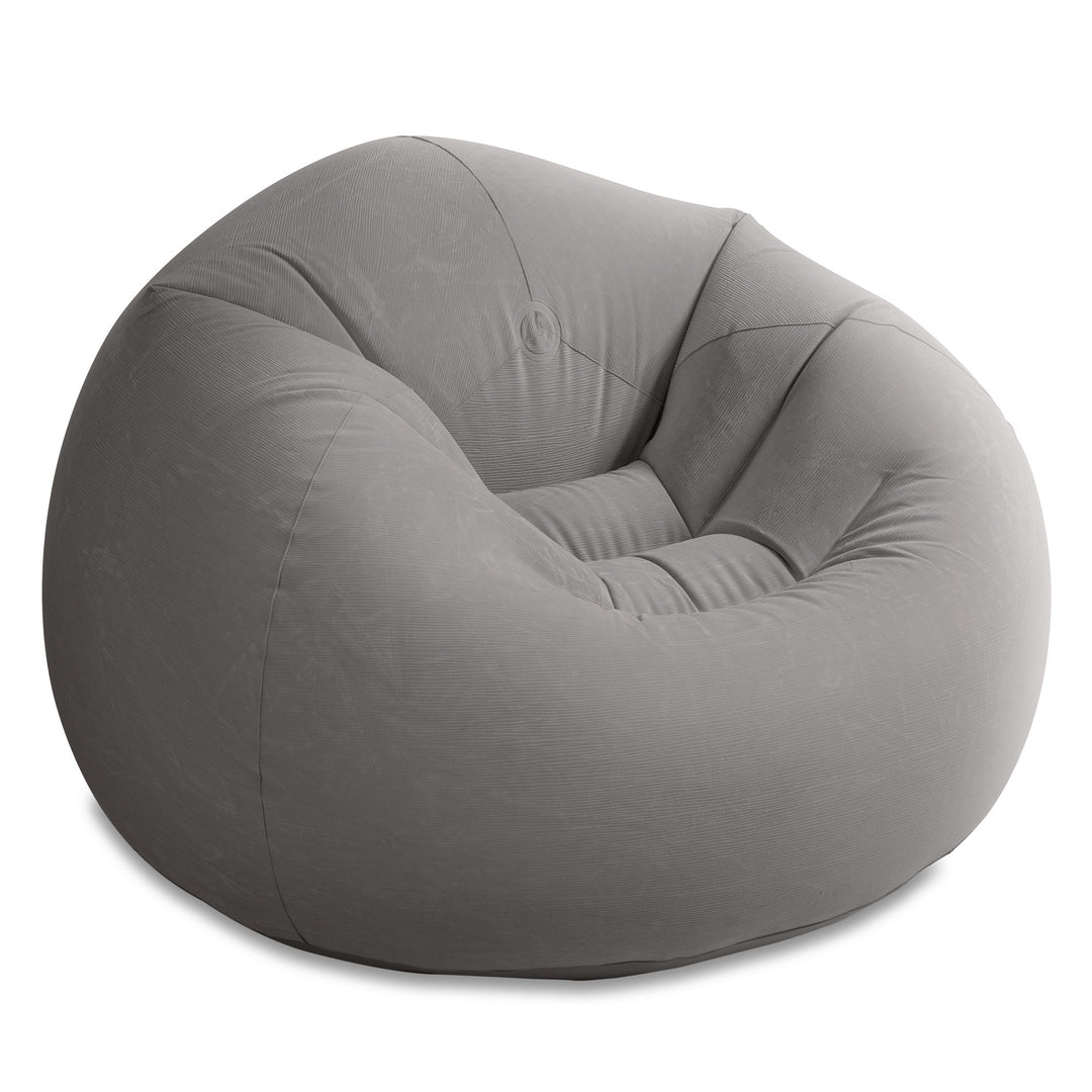 Intex Inflatable Contoured Corduroy Beanless Bag Lounge Chair, Gray (2 Pack) - VMInnovations