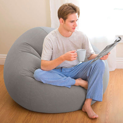 INTEX Inflatable Lounge Beanless Lounger Bag Chair - Grey (Open Box) (4 Pack) - VMInnovations