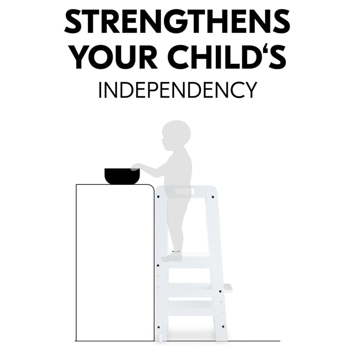Hauck Learn N Explore Montessori Toddler Tower, Wooden Kitchen Stool, White