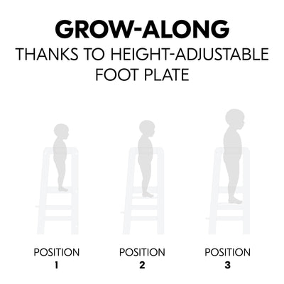 hauck Learn N Explore Montessori Toddler Tower, Wooden Kitchen Stool, White - VMInnovations