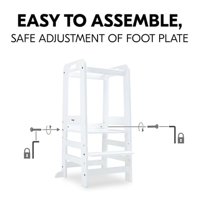 hauck Learn N Explore Montessori Toddler Tower, Wooden Kitchen Stool, White - VMInnovations